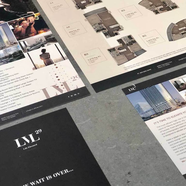 An example of multifamily marketing materials we designed for our client as part of our multifamily branding services at Criterion.B.